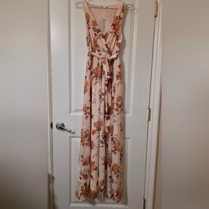 NWT Baltic Born Lennon Velvet Burnout Floral Maxi Dress PeachCream XS Flowy Sexy